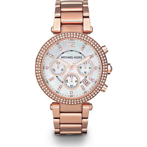 michael kors ladies mk5491 parker rose gold glitz watch|Michael Kors parker rose gold bracelet.